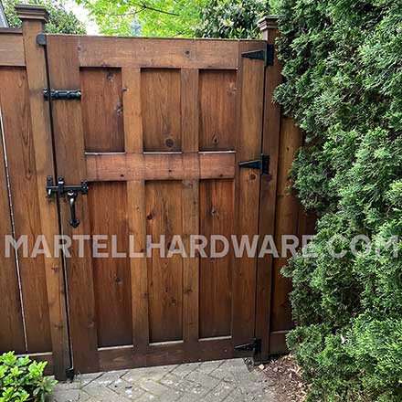 6 Panel Redwood Cedar Gate - Hardware Gallery - Coastal Bronze Traditional Gate Hardware