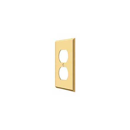 Deltana [SWP4752CR003] Solid Brass Wall Plug Plate Cover - Double Outlet - Polished Brass (PVD) Finish