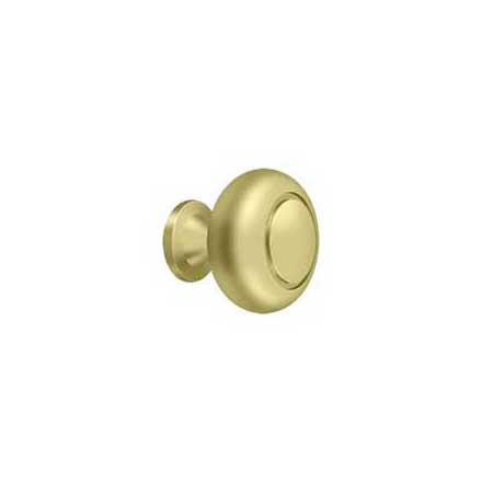 Deltana [KR119U3] Solid Brass Cabinet Knob - Round w/ Groove Series - Polished Brass Finish - 1 1/4&quot; Dia.