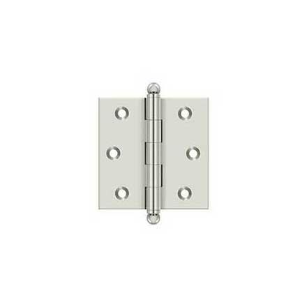 Deltana [CH2525U14] Solid Brass Cabinet Door Butt Hinge - Ball Tip - Square Corner - Polished Nickel Finish - Pair - 2 1/2&quot; H x 2 1/2&quot; W