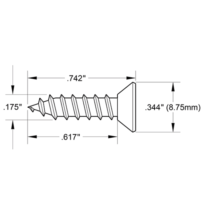 Deltana [SCWS975U2D] Steel Wood Screw - #9 x 3/4