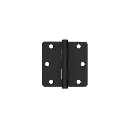 Deltana [SS35R41B] Stainless Steel Door Butt Hinge - Residential - Button Tip - 1/4&quot; Radius Corner - Paint Black Finish - Pair - 3 1/2&quot; H x 3 1/2&quot; W
