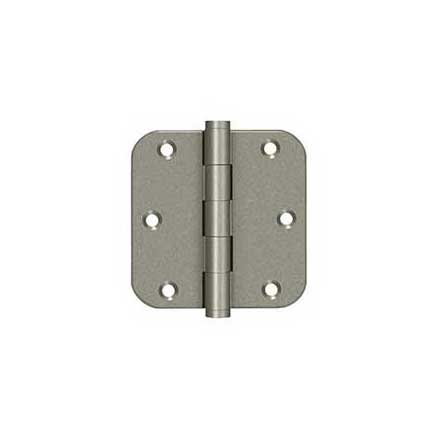 Deltana [DSB35R510WL-R] Solid Brass Door Butt Hinge - Residential - Button Tip - 5/8&quot; Radius Corner - Weathered Light Finish - Pair - 3 1/2&quot; H x 3 1/2&quot; W