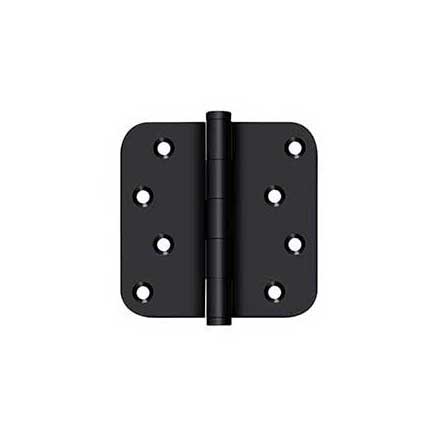 Deltana [DSB4R519-RZ] Solid Brass Door Butt Hinge - Residential - Button Tip - 5/8&quot; Radius Corner - Zig-Zag - Paint Black Finish - Pair - 4&quot; H x 4&quot; W