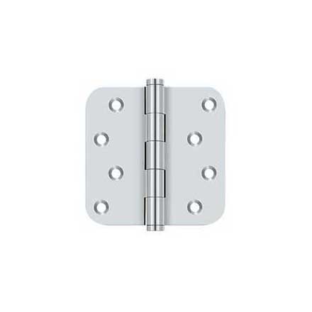 Deltana [DSB4R526-RZ] Solid Brass Door Butt Hinge - Residential - Button Tip - 5/8&quot; Radius Corner - Zig-Zag - Polished Chrome Finish - Pair - 4&quot; H x 4&quot; W