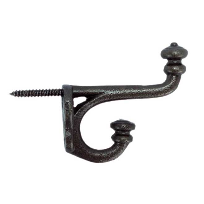 John Wright [088416] Cast Iron Wall Hook - Screw - Antique Iron