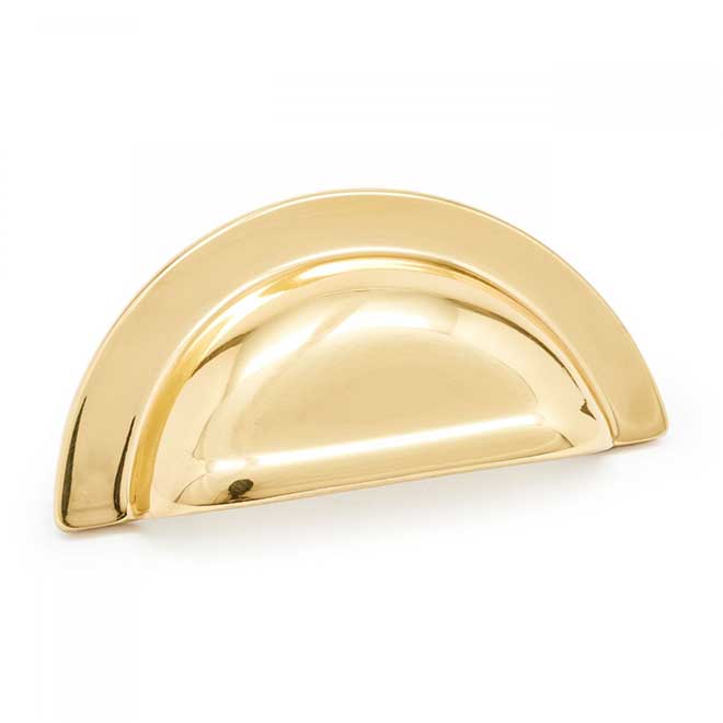 RK International [CF-5249-B] Solid Brass Cabinet Cup Pull - Smooth Half  Circle - Polished Brass Finish - 3 C/C - 3 5/8 L